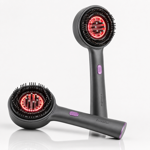 EsoraPur ScalpGlow – 3-in-1 Kopfhaut-Massagebürste mit Rotlicht & Vibration